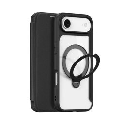 DUX DUCIS SKIN X PRO tok álló, bőr hatású (FLIP, oldalra nyíló, RFID, kitámasztó, MagSafe) FEKETE Apple iPhone 17 Air