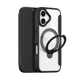 DUX DUCIS SKIN X PRO tok álló, bőr hatású (FLIP, oldalra nyíló, RFID, kitámasztó, MagSafe) FEKETE Apple iPhone 17