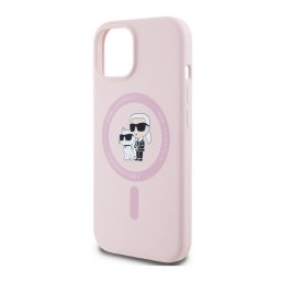 KARL LAGERFELD LIQUID SILICONE KARL AND CHOUPETTE MAGSAFE szilikon telefonvédő (ütésállóság, MagSafe) RÓZSASZÍN Apple iPhone 15