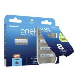 PANASONIC ENELOOP elem (AAA, BK-4MCDE/8BE, 1.2V, 800mAh Ni-MH, újratölthető) 8db/csomag