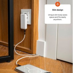 Okostelefon hálózati töltő utazó adapter 2xUSB-C PD3 45W fehér FIXED (FIXCG45S-2CD-WH)
