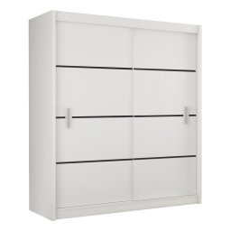 Szekrény tolóajtóval, fehér/fekete, MERINA 203