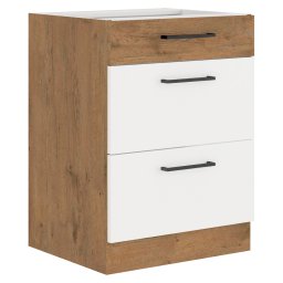 Alsó szekrény, lancelot tölgy/ fehér extra magas fényű HG, VEGA D60 3S BB
