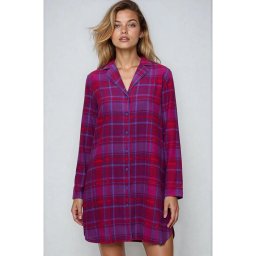 Boyfriend NDW 01 X Checks flanel hálóing, rózsaszín, kockás