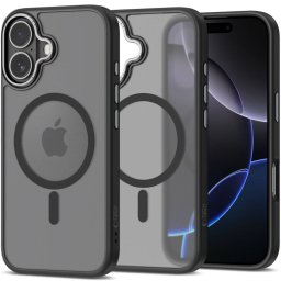 Apple iPhone 17, Műanyag hátlap védőtok + szilikon keret, Magsafe töltővel kompatibilis, Magedge Magsafe, áttetsző/fekete