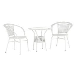 Kerti rattan szett 1+2, fehér, JENAR