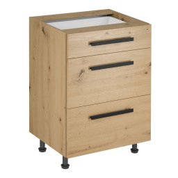 Alsó szekrény, artisan tölgy, fogantyúkkal, LANGEN D60S3 U
