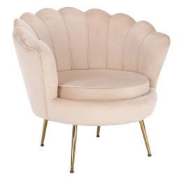 Fotel Art-deco stílusban, bézs Velvet anyag/gold chróm-arany, NOBLIN