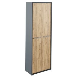 Magas szekrény polcokkal, grafit/tölgyfa artisan, RIOMA NEW TYP 05