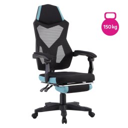 Irodai/gamer szék, fekete/neomint, teherbírás 150 kg, JORIK NEW