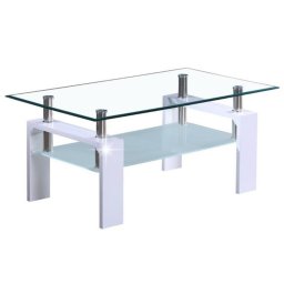 Dohányzóasztal, fehér extra magasfényű HG/üveg, LIBOR 2 NEW