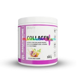 Hidrolizált Kollagén Hialuronsavval 300g, 14000 mg kollagén, 100 mg hialuron, Passion Fruit íz, 20 adag - Marathontime