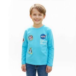 Nasa türkíz emblémás póló