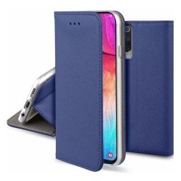 Tok álló, bőr hatású (FLIP, oldalra nyíló, asztali tartó, rombusz) SÖTÉTKÉK Motorola Moto G86 5G (XT2527)