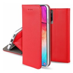 Tok álló, bőr hatású (FLIP, oldalra nyíló, asztali tartó, rombusz) PIROS Motorola Moto G86 5G (XT2527)