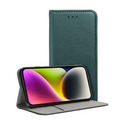 Tok álló, bőr hatású (FLIP, oldalra nyíló, asztali tartó) SÖTÉTZÖLD Motorola Moto G56 (XT2529)