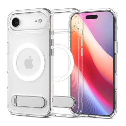 SPIGEN ULTRA HYBRID S műanyag telefonvédő (ütésállóság, légpárnás keret, kitámasztó, MagSafe) ÁTLÁTSZÓ Apple iPhone 17 Air