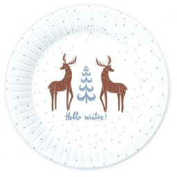 Karácsonyi Hello Winter White papírtányér 6 db-os 18 cm