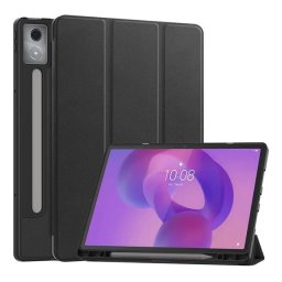 Tok álló, bőr hatású (aktív FLIP, oldalra nyíló, TRIFOLD, asztali tartó, ceruza tartó) FEKETE Lenovo Idea Tab Pro (TB373FU) WIFI