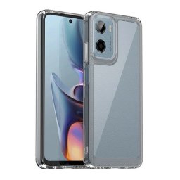 Motorola Moto E15 / G05, Műanyag hátlap védőtok + szilikon keret, közepesen ütésálló, átlátszó hátlap, átlátszó