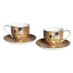 Klimt porcelán csésze aljjal 2 személyes készlet - 270 ml - The Kiss