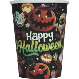 Halloween vidám mintákkal, papír pohár, 2,4 dl 6 db/cs