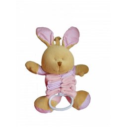Baby Bruin Harmónika felhúzható zenélő plüss nyuszi 32 cm - rózsaszín