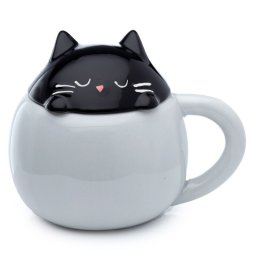 Cicás bögre fedéllel, kerámia, 450ml, Feline Fine Macska