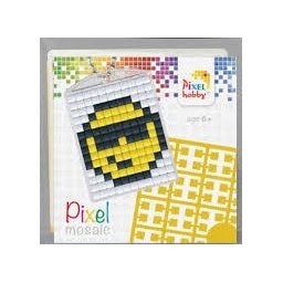 Pixel kulcstartókészítő szett 1 kulcstartó alaplappal, 3 színnel, smiley, emoji