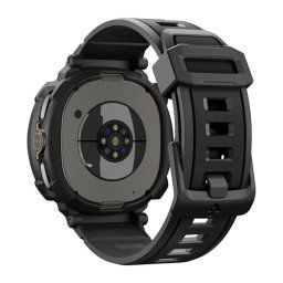 SPIGEN RUGGED ARMOR PRO pótszíj (egyedi méret, szilikon, ütésállóság + szilikon keret) FEKETE Samsung Galaxy Watch 8 Classic 46mm (SM-L500), Galaxy Watch 8 Classic eSIM 46mm (SM-L505)