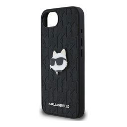KARL LAGERFELD MONOGRAM CHOUPETTE HEAD PIN szilikon telefonvédő (ütésállóság, bőr hatású hátlap, MagSafe) FEKETE Apple iPhone 16e