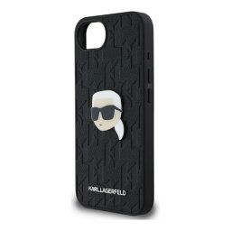 KARL LAGERFELD MONOGRAM KARL HEAD PIN szilikon telefonvédő (ütésállóság, bőr hatású hátlap, MagSafe) FEKETE Apple iPhone 16e