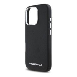 KARL LAGERFELD SAFFIANO FULL WRAPPED ELONGATED METAL LOGO szilikon telefonvédő (ütésállóság, MagSafe) FEKETE Apple iPhone 16 Pro