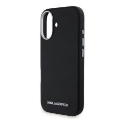 KARL LAGERFELD SAFFIANO FULL WRAPPED ELONGATED METAL LOGO szilikon telefonvédő (ütésállóság, MagSafe) FEKETE Apple iPhone 16