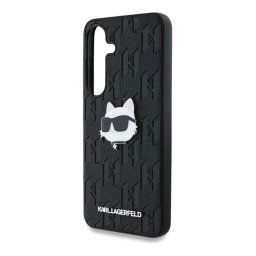 KARL LAGERFELD LEATHER MONOGRAM PIN LOGO CHOUPETTE HEAD szilikon telefonvédő (ütésállóság, bőr hatású hátlap) FEKETE Samsung Galaxy S25 (SM-S931)