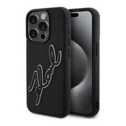 KARL LAGERFELD 3D RUBBER SIGNATURE szilikon telefonvédő (ütésállóság, 3D) FEKETE Apple iPhone 15 Pro