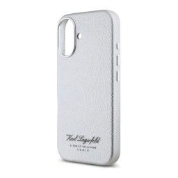 KARL LAGERFELD GRAINED PU HOTEL RSG szilikon telefonvédő (ütésállóság, bőr hatású hátlap) VILÁGOSSZÜRKE Apple iPhone 16
