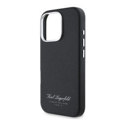 KARL LAGERFELD GRAINED PU HOTEL RSG szilikon telefonvédő (ütésállóság, bőr hatású hátlap) FEKETE Apple iPhone 16 Pro