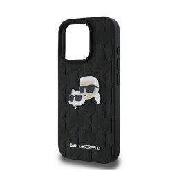 KARL LAGERFELD MONOGRAM KARL & CHOUPETTE HEAD PIN szilikon telefonvédő (ütésállóság, bőr hatású hátlap) FEKETE Apple iPhone 16 Pro