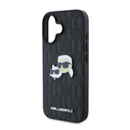 KARL LAGERFELD MONOGRAM KARL & CHOUPETTE HEAD PIN szilikon telefonvédő (ütésállóság, bőr hatású hátlap) FEKETE Apple iPhone 16