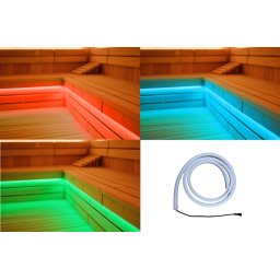 Karibu szauna lámpa, LED, tömlő 200cm hosszabbító, pad alatti lámpa, színes lámpa szett