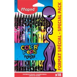 MAPED Színes ceruza készlet, háromszögletű, MAPED "Color'Peps Monster" 18 különböző szín
