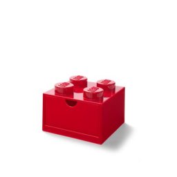 LEGO Tárolódoboz íróasztalra, fiókos, LEGO "Brick 2x2", piros