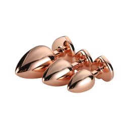 Gleaming Love - szíves anál plug szett - rosegold (3 részes)