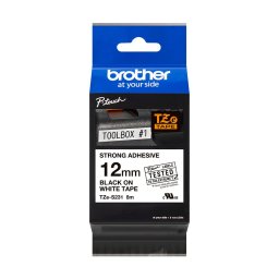 Brother TZE-S231 öntapadós laminált fehér alapon fekete P-touch szalag