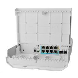 MikroTik CSS610-1Gi-7R-2S OUT fordított PoE switch, 8x Gigabit, 2x SFP , 1x PoE out, 7x PoE in, 56Gbps
