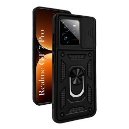Defender szilikon telefonvédő (ütésállóság, tartógyűrű, kameravédő) FEKETE Realme GT 7 Pro 5G