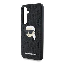 KARL LAGERFELD LEATHER MONOGRAM PIN LOGO KARL HEAD szilikon telefonvédő (ütésállóság, bőr hatású hátlap) FEKETE Samsung Galaxy S25 (SM-S931)