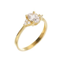 Fehér köves sárga arany gyűrű 14 kt, 2,00g