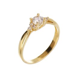 Fehér kerek köves sárga arany eljegyzési gyűrű 14 kt